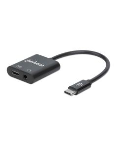 Manhattan USB-C to USB-C (inc Power Delivery) and 3.5mm Audio, Headphone Jack