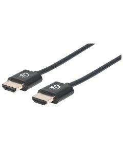 Manhattan HDMI Cable with Ethernet (Ultra Thin), 4K@60Hz (Premium High Speed), 3m, Male to Male, Black