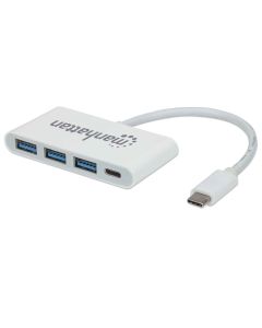 Manhattan USB-C Dock/Hub, Ports (x4): USB-A (x3) and USB-C, 5 Gbps (USB 3.2 Gen1 aka USB 3.0), With PD 60W