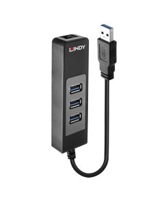 Lindy USB 3.1 Type A to 3xUSB 3.1 Type A Hub & Gigabit LAN Adapter