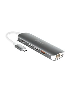 J5Create JCD384 USB-C™ Multi Adapter-HDMI™ / VGA/ Ethernet / USB™ 3.1 / PD 3.0 / Memory Card Reader / Writer