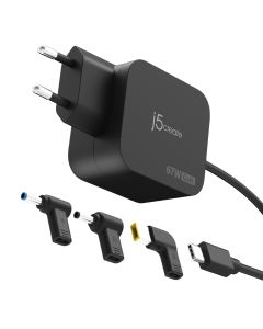 J5Create JUP1565DCE3A-EN 67W GaN PD USB-C Mini Charger with 3 Types of DC Connector - EU