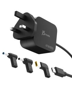 J5Create JUP1565DCF-FN 67W GaN PD USB-C Mini Charger with 6 Types of DC Connector