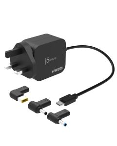 J5Create 67W GaN PD USB-C Mini Charger with 3 Types of DC Connector - UK