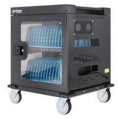 Manhattan Charging Cabinet via AC Adapter (UK) x32, Trolley, Using device power cables, Bays 380x30x280mm